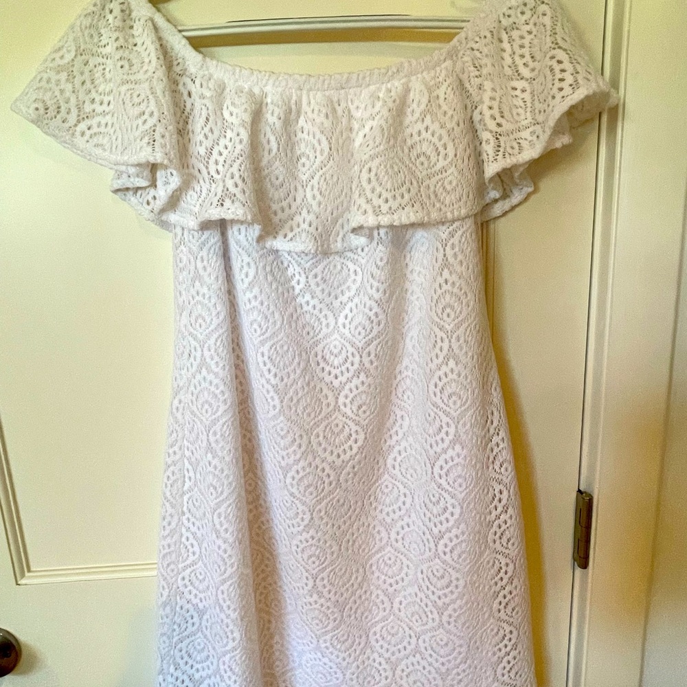 Lily Pulitzer white off the shoulder dress, sz S